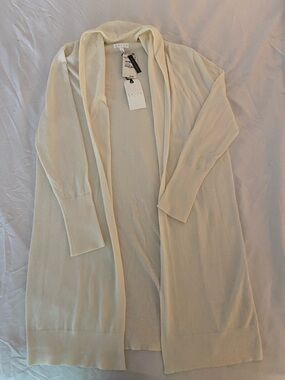 Leith Cream Open-Front Long Cardigan